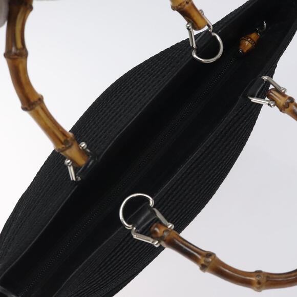 GUCCI Bamboo Hand Bag Nylon Black Silver 000 2058 0540 5 - Picture 6 of 12